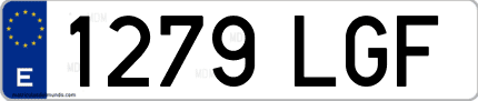 Ejemplo de matrícula de coche ordinaria 1279 LGF