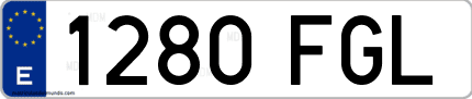 Ejemplo de matrícula de coche ordinaria 1280 FGL