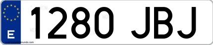 Ejemplo de matrícula española 1280 JBJ