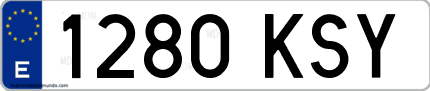 Ejemplo de matrícula de coche ordinaria 1280 KSY