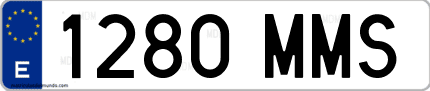 Ejemplo de matrícula de coche ordinaria 1280 MMS