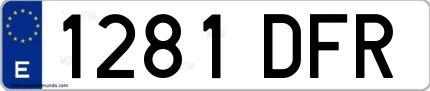 Ejemplo de matrícula española 1281 DFR