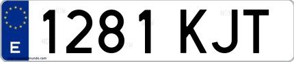 Ejemplo de matrícula española 1281 KJT