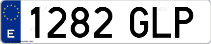 Ejemplo de matrícula de coche ordinaria 1282 GLP