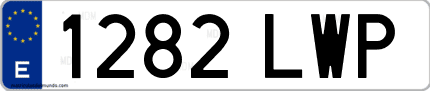 Ejemplo de matrícula de coche ordinaria 1282 LWP