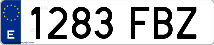 Ejemplo de matrícula de coche ordinaria 1283 FBZ