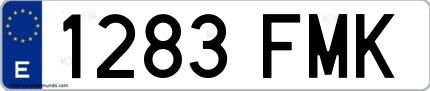 Ejemplo de matrícula española 1283 FMK