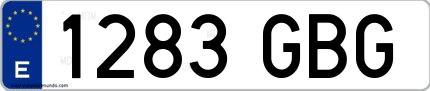 Ejemplo de matrícula española 1283 GBG