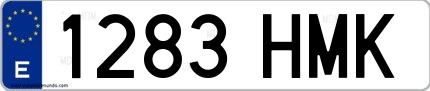 Ejemplo de matrícula española 1283 HMK