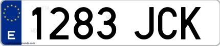 Ejemplo de matrícula española 1283 JCK