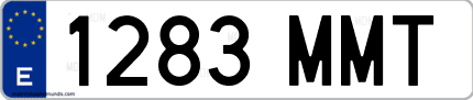 Ejemplo de matrícula de coche ordinaria 1283 MMT