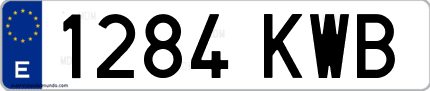 Ejemplo de matrícula de coche ordinaria 1284 KWB
