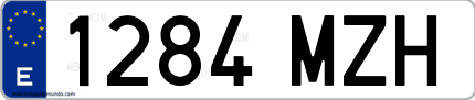 Ejemplo de matrícula de coche ordinaria 1284 MZH