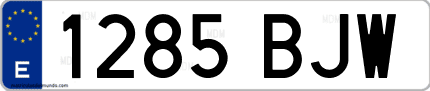 Ejemplo de matrícula de coche ordinaria 1285 BJW