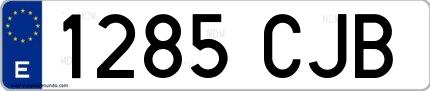 Ejemplo de matrícula española 1285 CJB