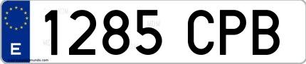 Ejemplo de matrícula española 1285 CPB