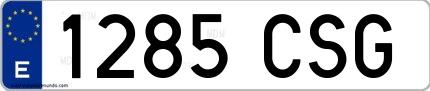 Ejemplo de matrícula española 1285 CSG