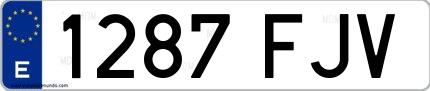 Ejemplo de matrícula española 1287 FJV