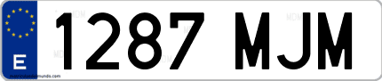 Ejemplo de matrícula de coche ordinaria 1287 MJM