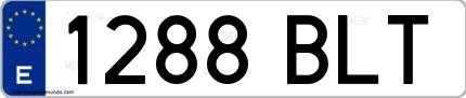 Ejemplo de matrícula española 1288 BLT