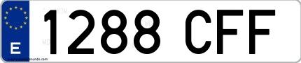Ejemplo de matrícula española 1288 CFF