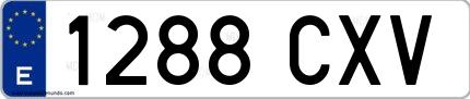 Ejemplo de matrícula española 1288 CXV