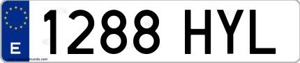 Ejemplo de matrícula española 1288 HYL