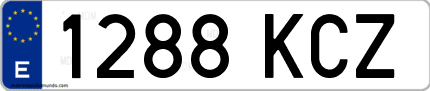 Ejemplo de matrícula de coche ordinaria 1288 KCZ