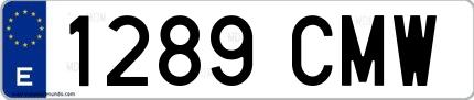 Ejemplo de matrícula española 1289 CMW