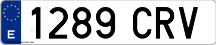 Ejemplo de matrícula de coche ordinaria 1289 CRV