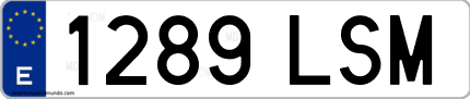 Ejemplo de matrícula de coche ordinaria 1289 LSM