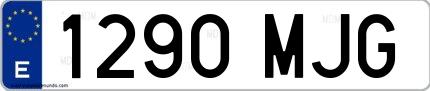 Ejemplo de matrícula española 1290 MJG