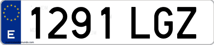 Ejemplo de matrícula de coche ordinaria 1291 LGZ