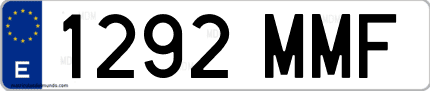 Ejemplo de matrícula de coche ordinaria 1292 MMF