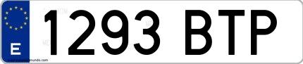 Ejemplo de matrícula española 1293 BTP