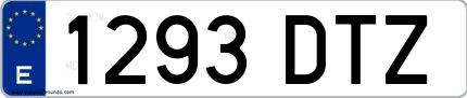 Ejemplo de matrícula española 1293 DTZ