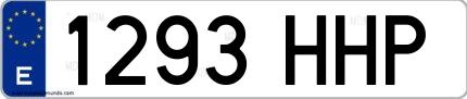 Ejemplo de matrícula española 1293 HHP