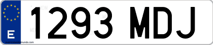 Ejemplo de matrícula de coche ordinaria 1293 MDJ