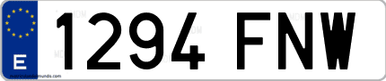 Ejemplo de matrícula de coche ordinaria 1294 FNW