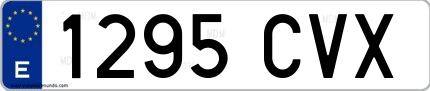 Ejemplo de matrícula española 1295 CVX