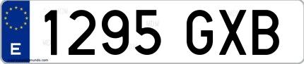 Ejemplo de matrícula española 1295 GXB
