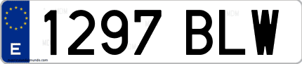 Ejemplo de matrícula de coche ordinaria 1297 BLW