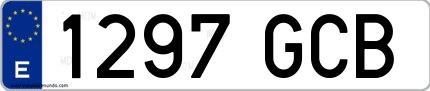 Ejemplo de matrícula española 1297 GCB
