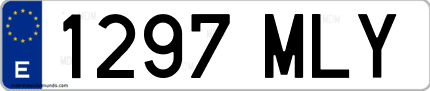 Ejemplo de matrícula de coche ordinaria 1297 MLY