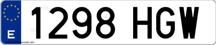 Ejemplo de matrícula española 1298 HGW