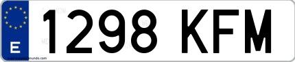 Ejemplo de matrícula española 1298 KFM