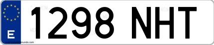 Ejemplo de matrícula española 1298 NHT