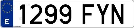 Ejemplo de matrícula española 1299 FYN