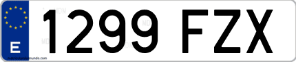 Ejemplo de matrícula de coche ordinaria 1299 FZX