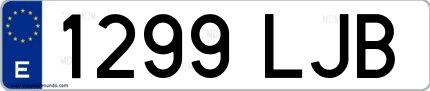 Ejemplo de matrícula española 1299 LJB